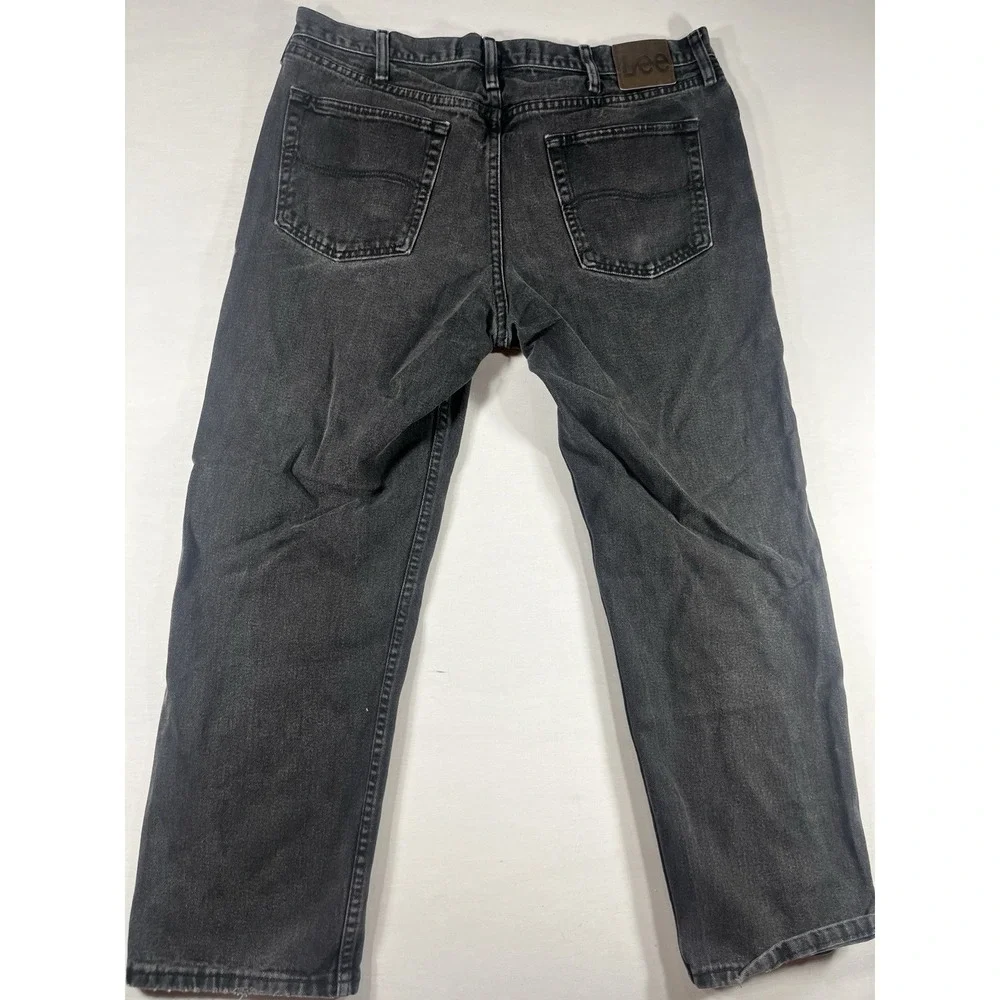 Lee Regular Fit Jeans Men's 38x29 Black Gray Denim Straight Leg 100% Cotton